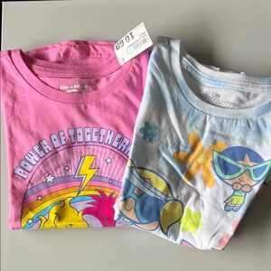 Power puff and trolls small girls T-shirts set of 2 #B-28
